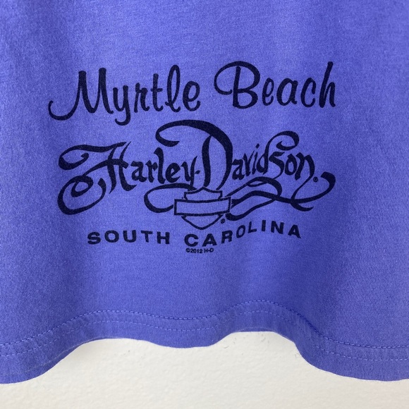 Harley-Davidson Size Large Bling Top Keyhole Back Cotton Purple EUC - Picture 7 of 9